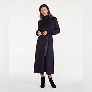 Ann Taylor Shimmer Raglan Turtleneck Sweater Dress in Purple